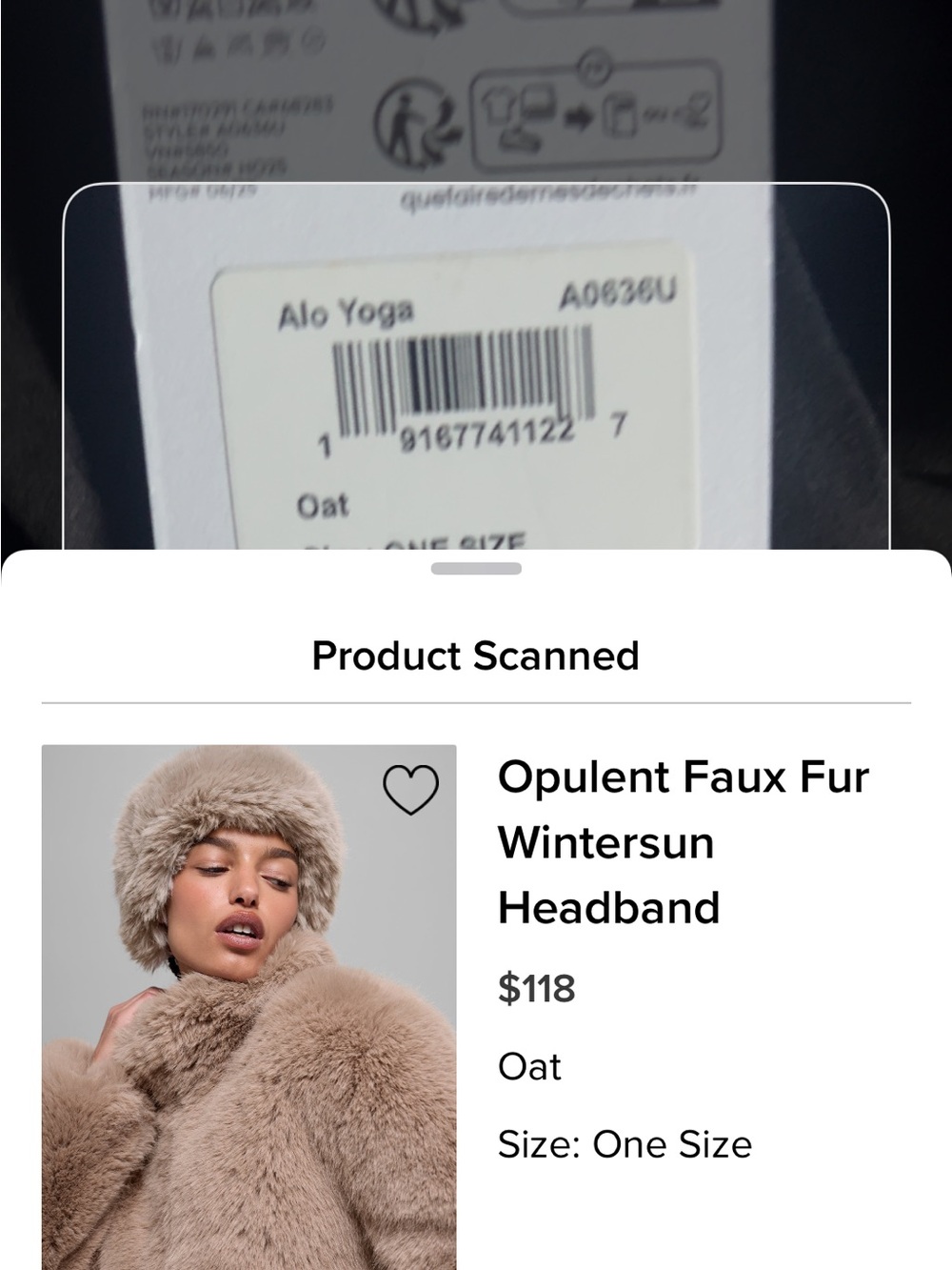 ALO Yoga Opulent Faux Fur Wintersun Headband in Oat